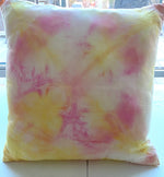 Yellow and Pink Cotton Shibori Pillow Cover 18" square
