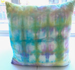 Orchid, Lime and Sky Blue Shibori Pillow Cover 18" square