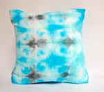 Turquoise and Black Cotton Shiboi Pillow Cover 14" Square