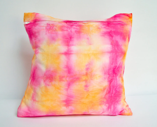 Rose & Tangerine Cotton Shibori Pillow Cover 14" Square