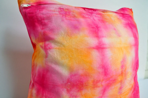 Rose & Tangerine Cotton Shibori Pillow Cover 14" Square