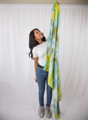 Blue, green, olive and aqua tapestry scarf