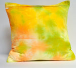 Lemon, Citrus Green and Tangerine Cotton Shibori Pillow Cover 14" Square