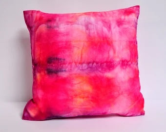 Rose, Orange and Black shibori pillow cover 14" square